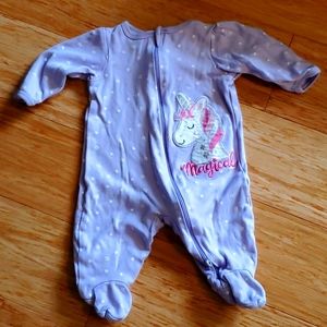 0-3 month unicorn footie pajamas